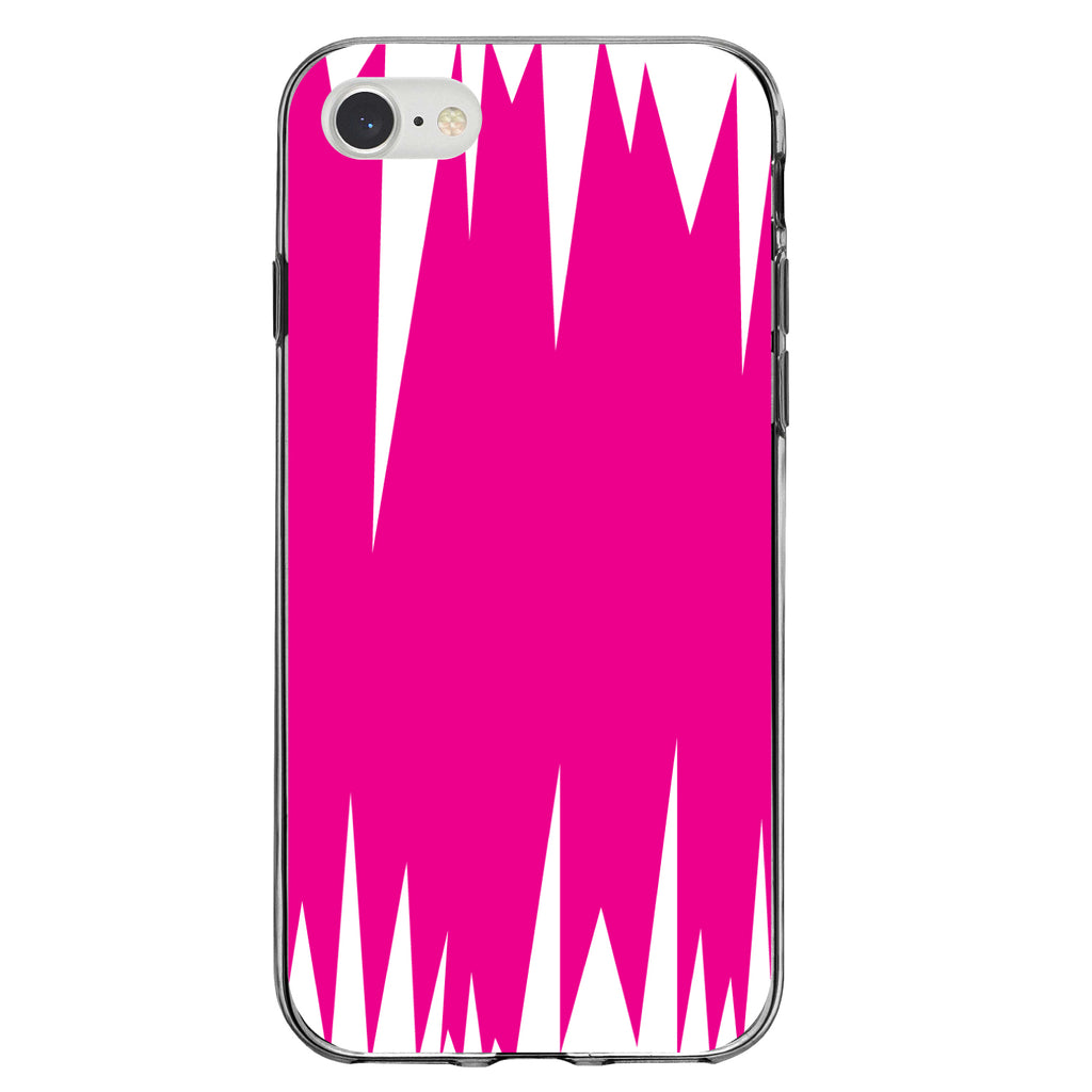 Neon Pink White Spikes Clear Shockproof iPhone Case, view 5