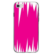 DistinctInk® Clear Shockproof Hybrid Case for Apple iPhone / Samsung Galaxy / Google Pixel - Neon Pink White Spikes