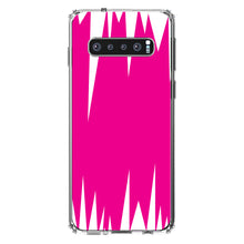 DistinctInk® Clear Shockproof Hybrid Case for Apple iPhone / Samsung Galaxy / Google Pixel - Neon Pink White Spikes