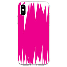 DistinctInk® Clear Shockproof Hybrid Case for Apple iPhone / Samsung Galaxy / Google Pixel - Neon Pink White Spikes