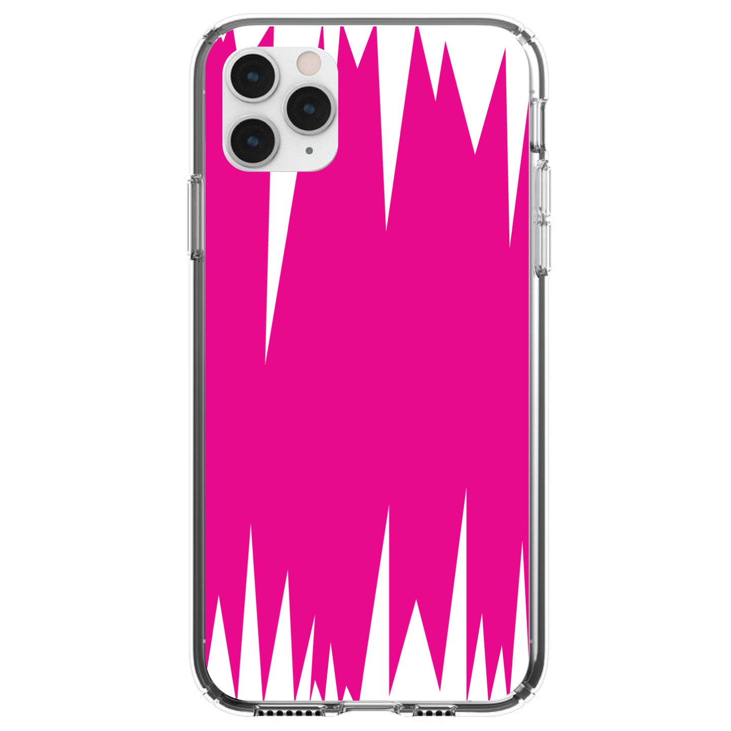 DistinctInk® Clear Shockproof Hybrid Case for Apple iPhone / Samsung Galaxy / Google Pixel - Neon Pink White Spikes
