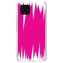 DistinctInk® Clear Shockproof Hybrid Case for Apple iPhone / Samsung Galaxy / Google Pixel - Neon Pink White Spikes