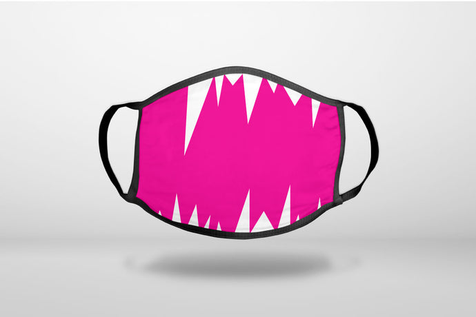 Neon Pink White Spikes - 3-Ply Reusable Soft Face Mask Covering, Unisex, Cotton Inner Layer