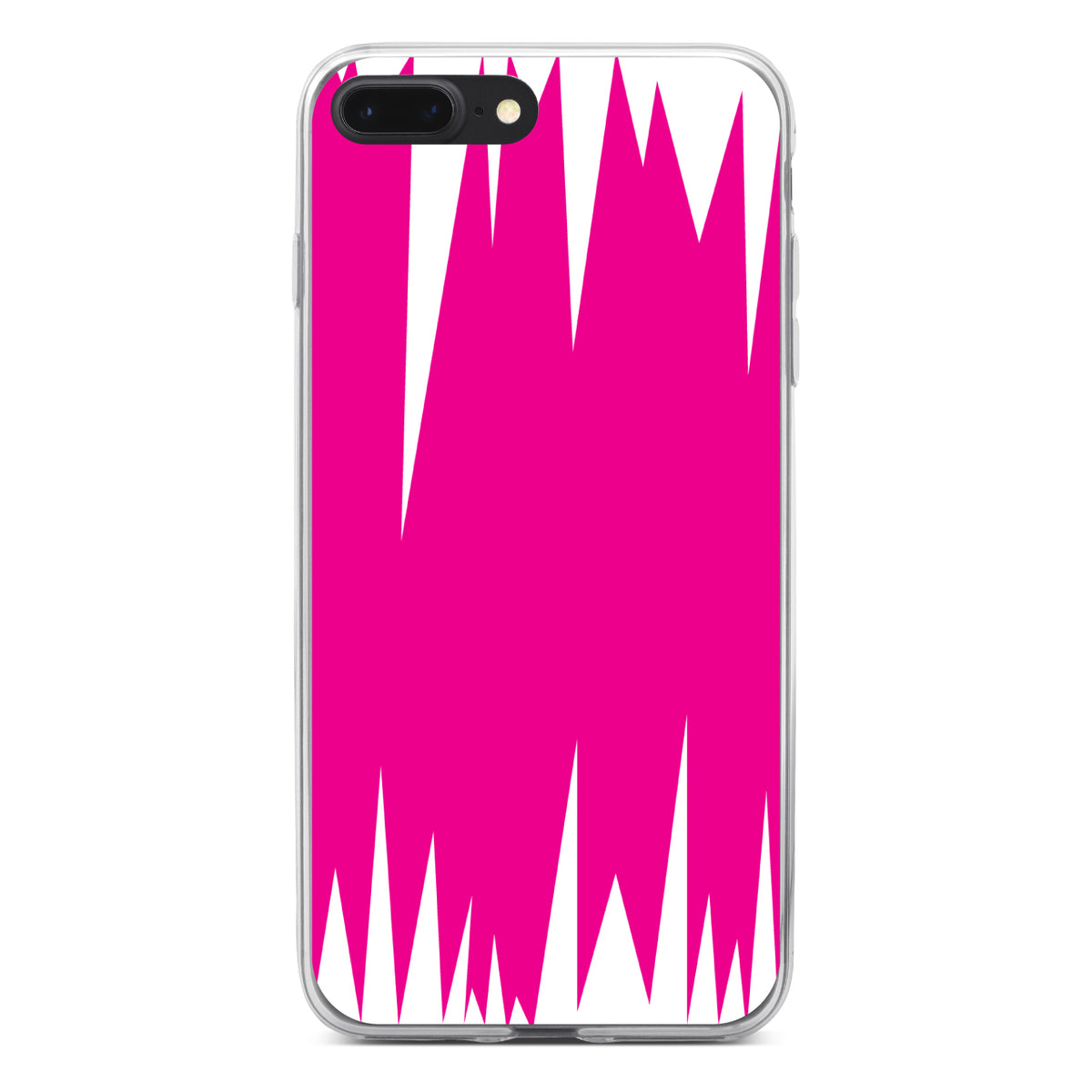 Neon Pink White Spikes Clear Shockproof iPhone Case, view 6
