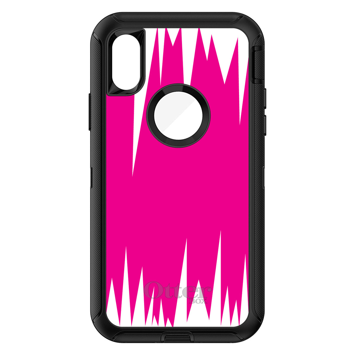 Neon Pink White Spikes OtterBox Defender Case for iPhone & Galaxy, view 3
