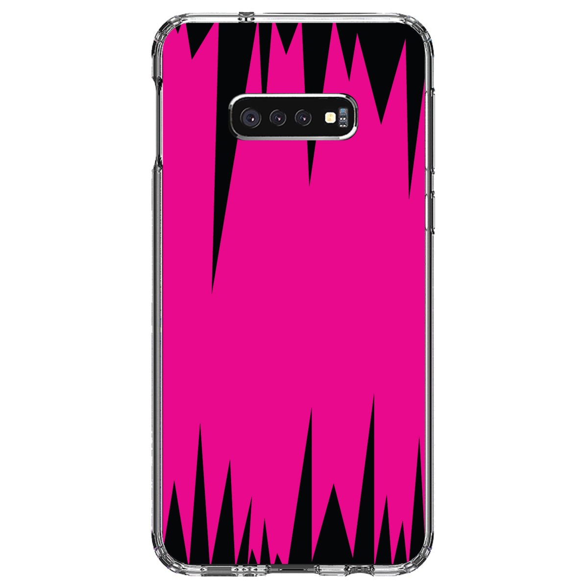 Neon Pink Black Spikes Clear Shockproof iPhone Case, view 18