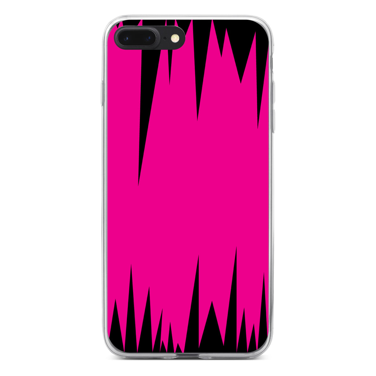 Neon Pink Black Spikes Clear Shockproof iPhone Case, view 6
