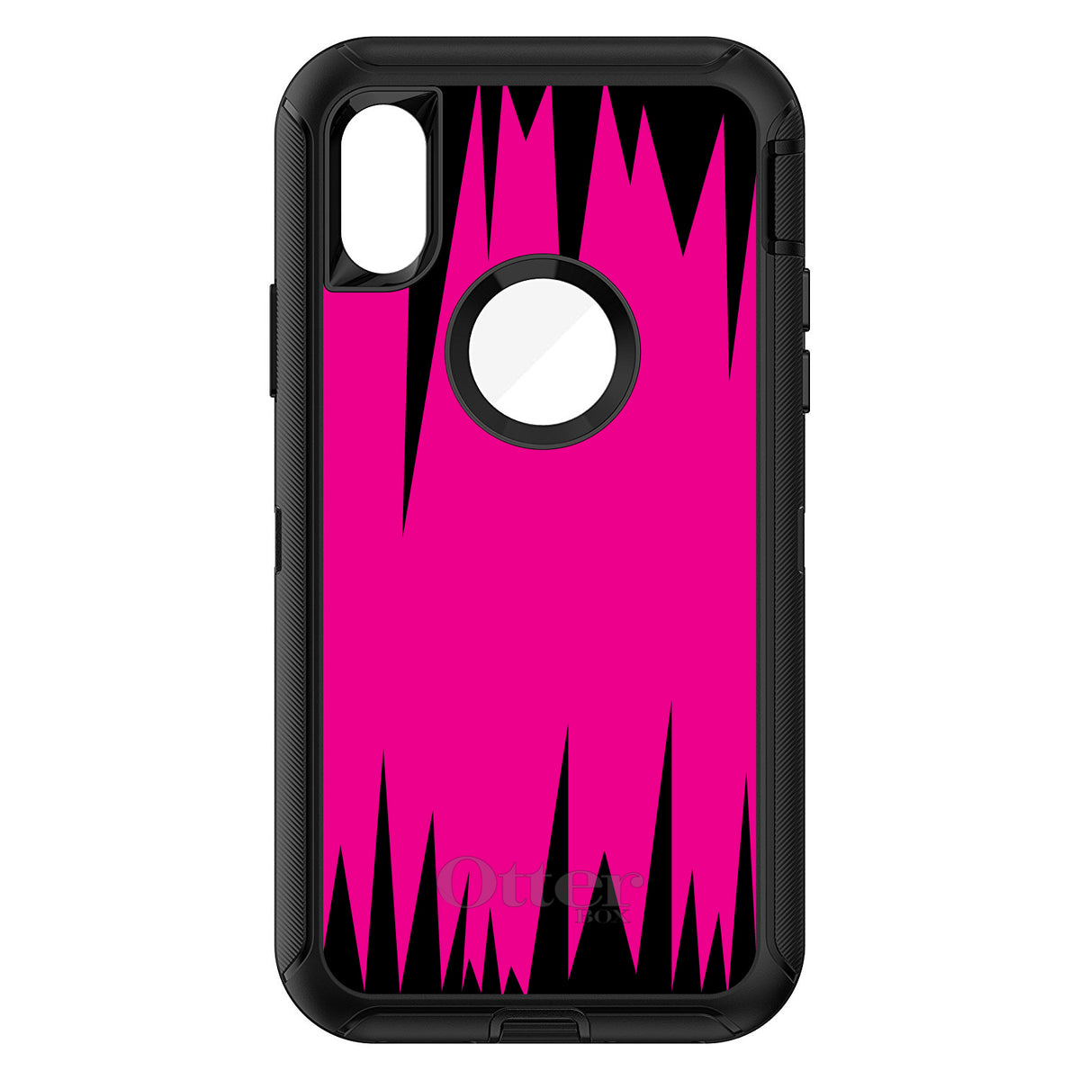 Neon Pink Black Spikes OtterBox Defender Case for iPhone & Galaxy, view 3