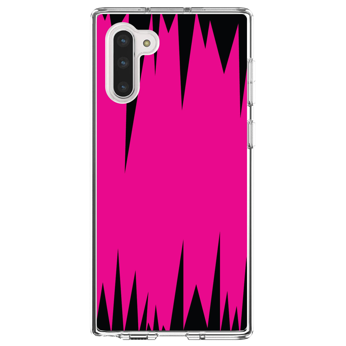 Neon Pink Black Spikes Clear Shockproof iPhone Case, view 9