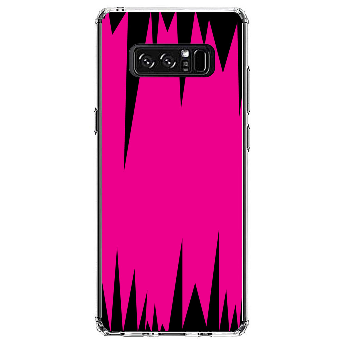 Neon Pink Black Spikes Clear Shockproof iPhone Case, view 12