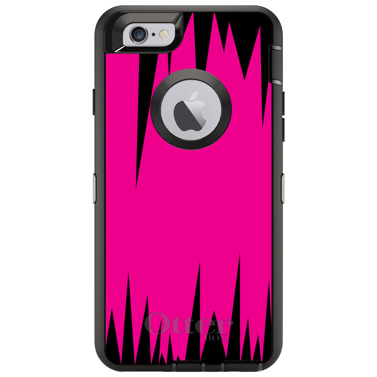 Neon Pink Black Spikes OtterBox Defender Case for iPhone & Galaxy, view 4
