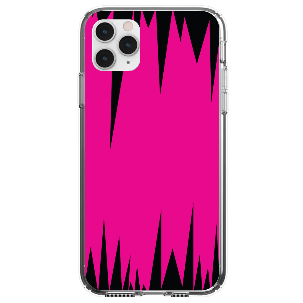 Neon Pink Black Spikes Clear Shockproof iPhone Case