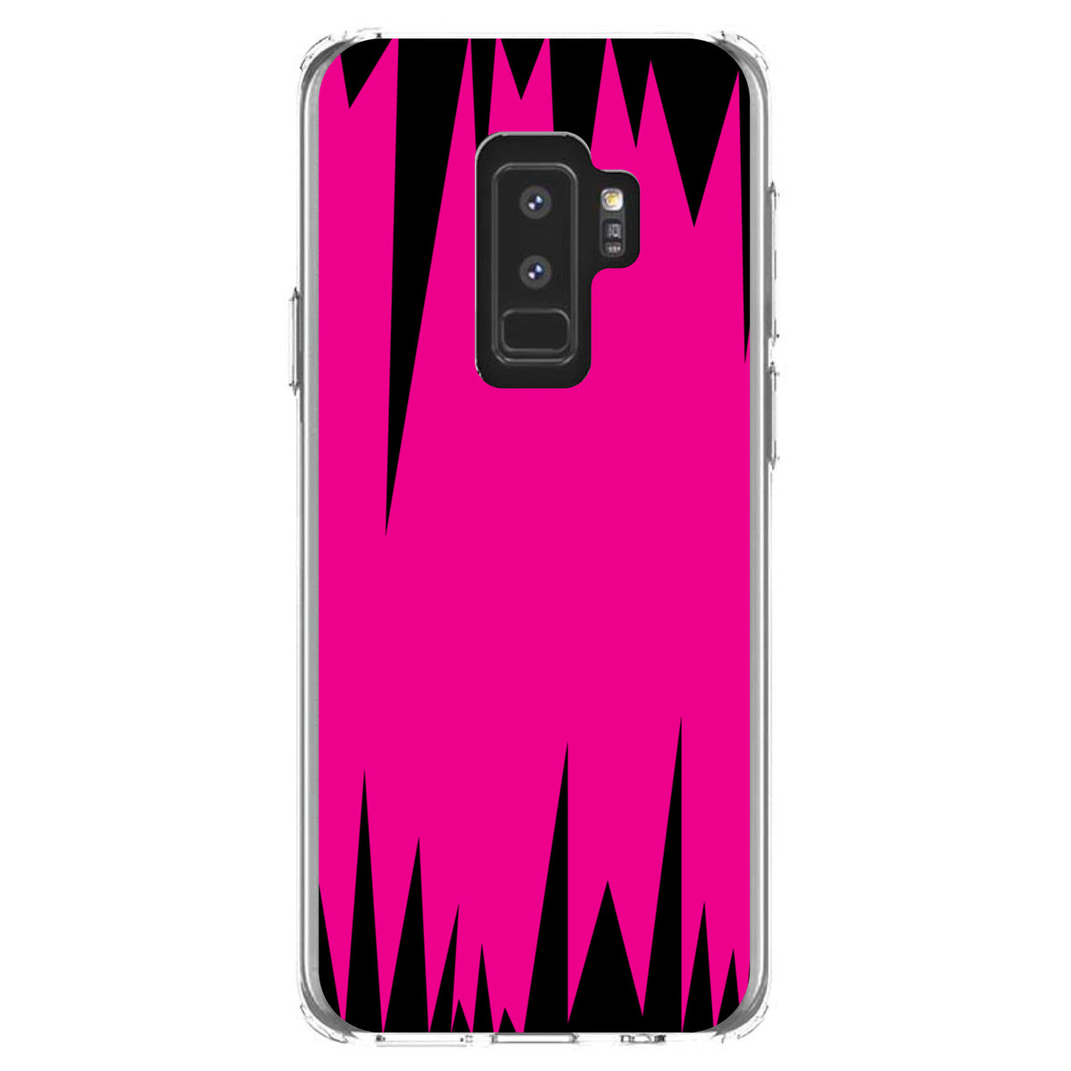 Neon Pink Black Spikes Clear Shockproof iPhone Case, view 20