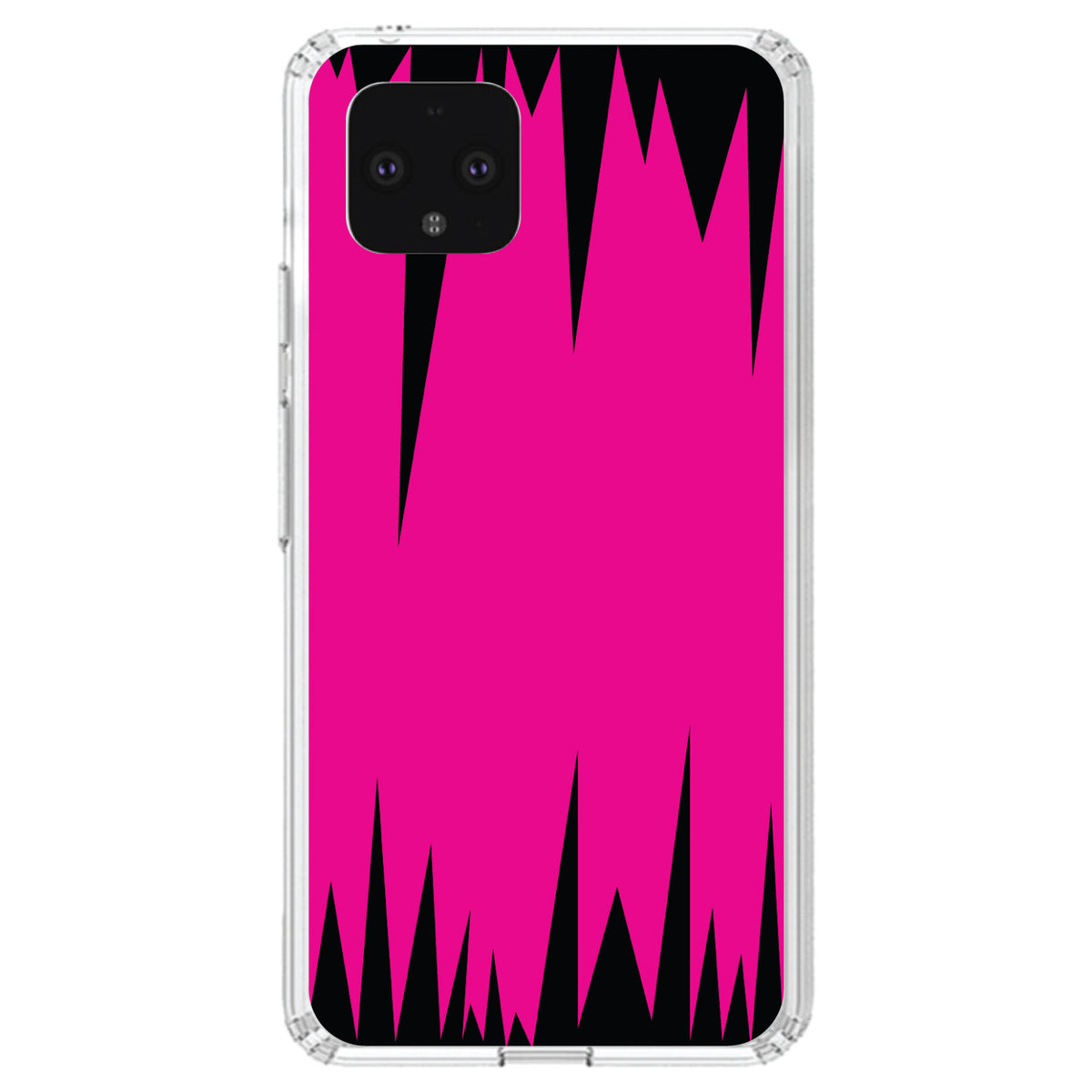 Neon Pink Black Spikes Clear Shockproof iPhone Case, view 24