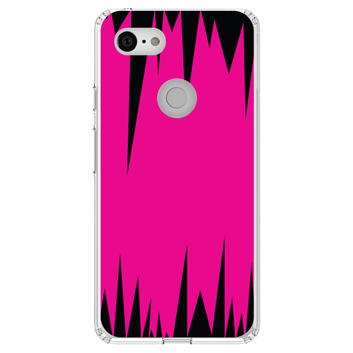 Neon Pink Black Spikes Clear Shockproof iPhone Case, view 22