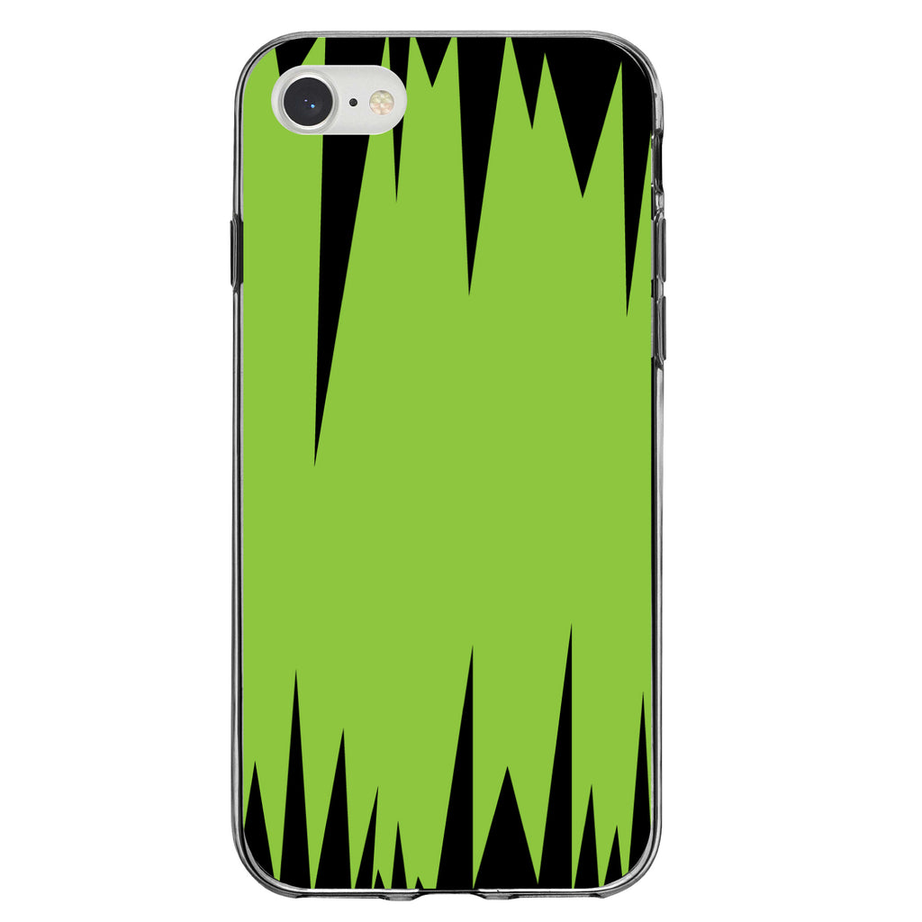 Lime Green Black Spikes Clear Shockproof iPhone Case, view 5