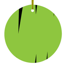 DistinctInk® Hanging Ceramic Christmas Tree Ornament with Gold String - Great Gift / Present - 2 3/4 inch Diameter - Lime Green Black Spikes