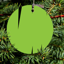 DistinctInk® Hanging Ceramic Christmas Tree Ornament with Gold String - Great Gift / Present - 2 3/4 inch Diameter - Lime Green Black Spikes