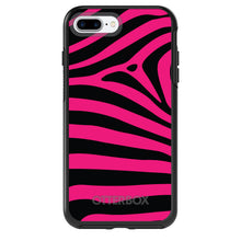 DistinctInk™ OtterBox Symmetry Series Case for Apple iPhone / Samsung Galaxy / Google Pixel - Black Hot Pink Zebra Skin Stripes