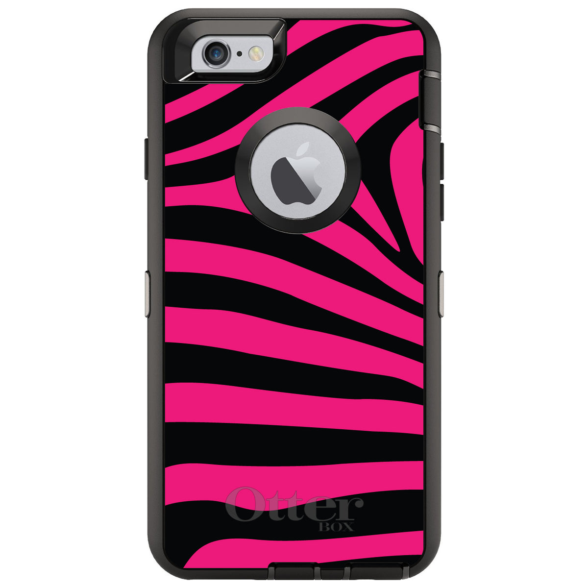 Black Hot Pink Zebra Skin Stripes OtterBox Defender Case for iPhone & Galaxy, view 4