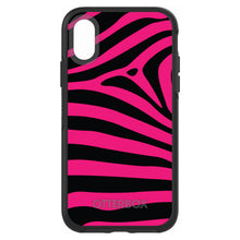 DistinctInk™ OtterBox Symmetry Series Case for Apple iPhone / Samsung Galaxy / Google Pixel - Black Hot Pink Zebra Skin Stripes