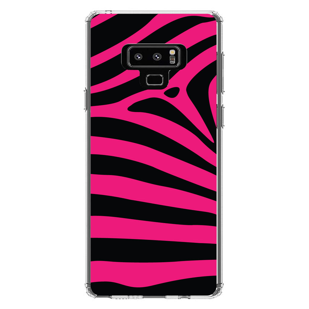 Black Hot Pink Zebra Skin Stripes Clear Shockproof iPhone Case, view 11