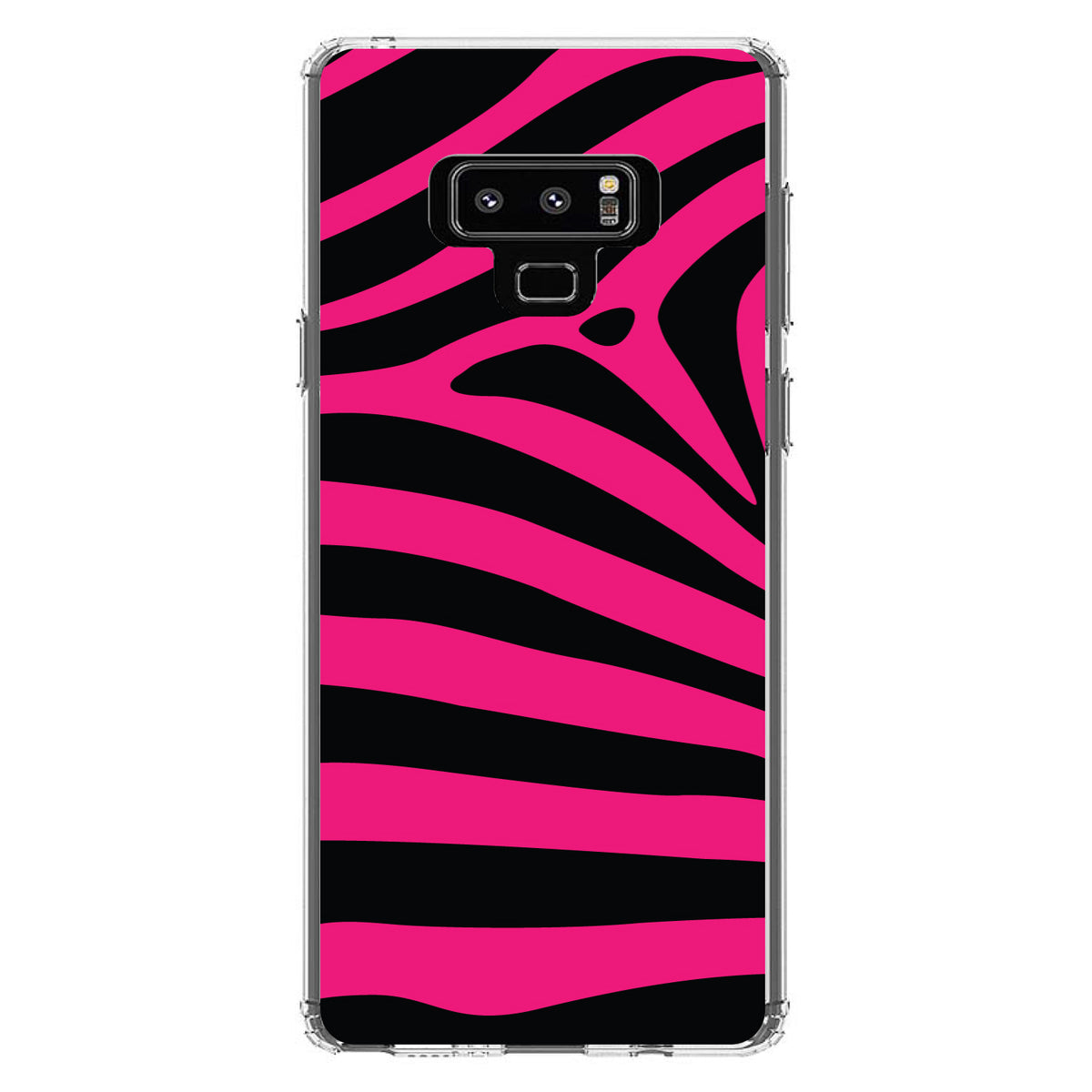 Black Hot Pink Zebra Skin Stripes Clear Shockproof iPhone Case, view 11