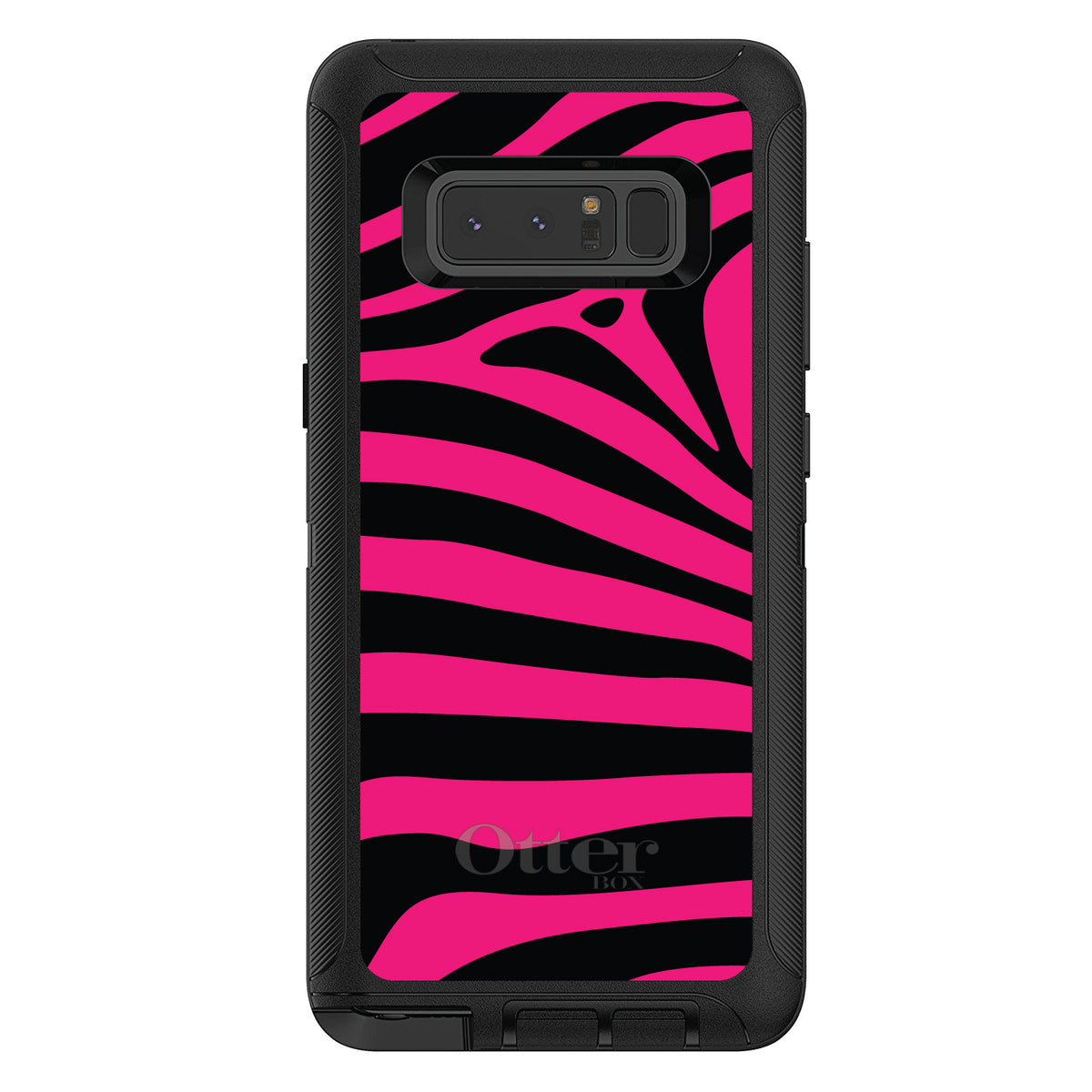 Black Hot Pink Zebra Skin Stripes OtterBox Defender Case for iPhone & Galaxy, view 14