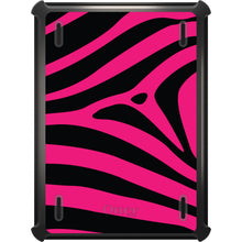 DistinctInk™ OtterBox Defender Series Case for Apple iPad / iPad Pro / iPad Air / iPad Mini - Black Hot Pink Zebra Skin Stripes