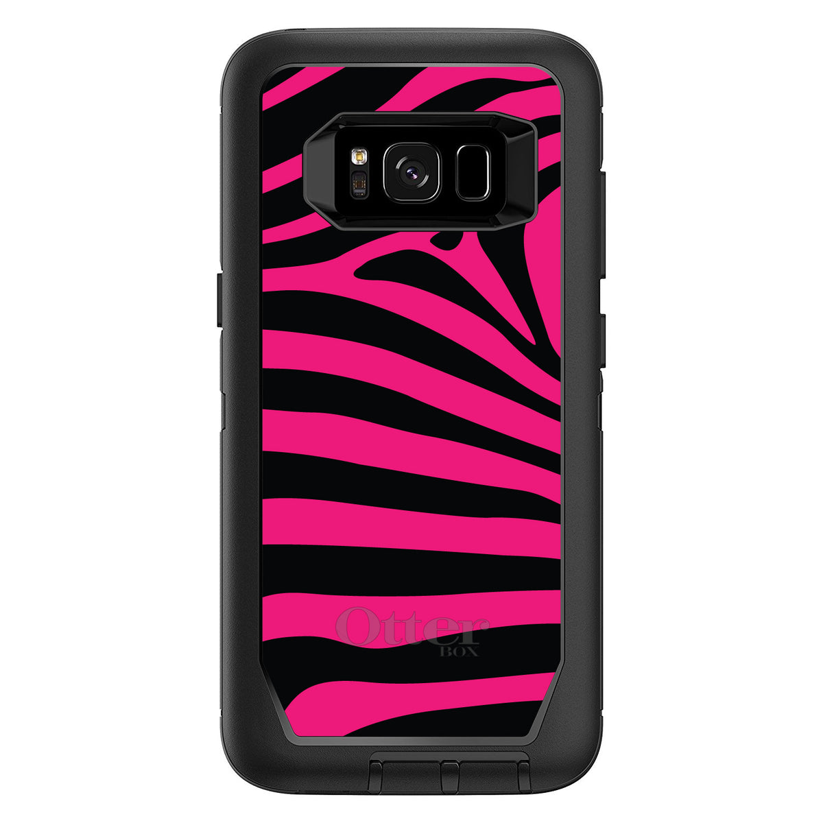 Black Hot Pink Zebra Skin Stripes OtterBox Defender Case for iPhone & Galaxy, view 9