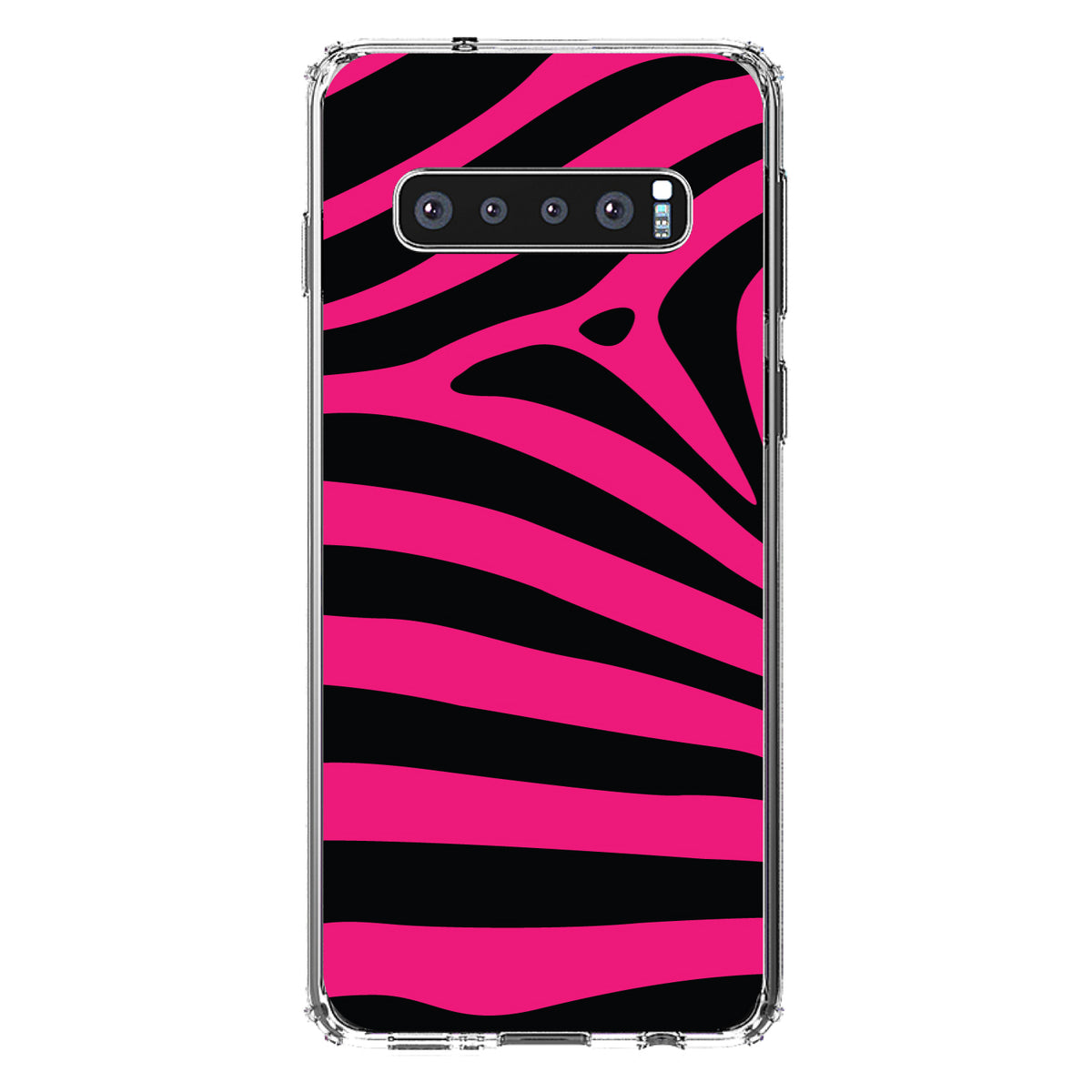 Black Hot Pink Zebra Skin Stripes Clear Shockproof iPhone Case, view 16