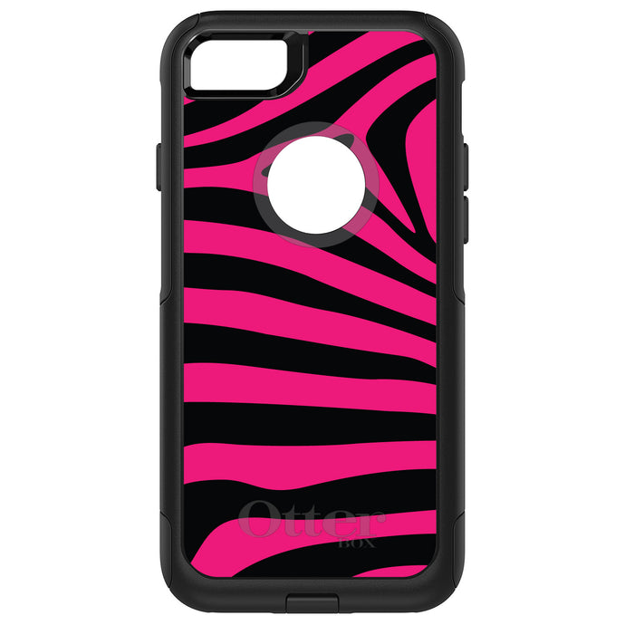 DistinctInk OtterBox Commuter Series Case for Apple iPhone or Samsung Galaxy - Black Hot Pink Zebra Skin Stripes