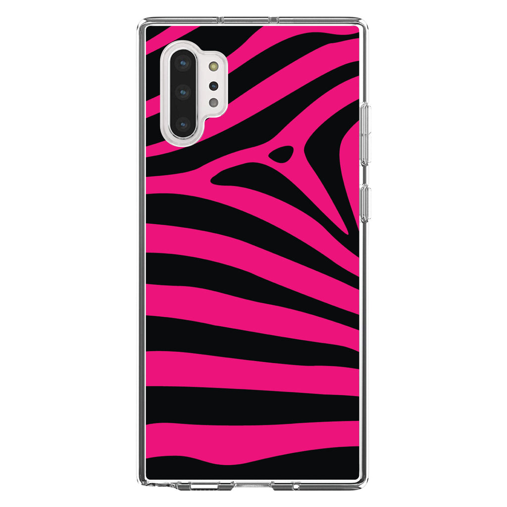 Black Hot Pink Zebra Skin Stripes Clear Shockproof iPhone Case, view 10
