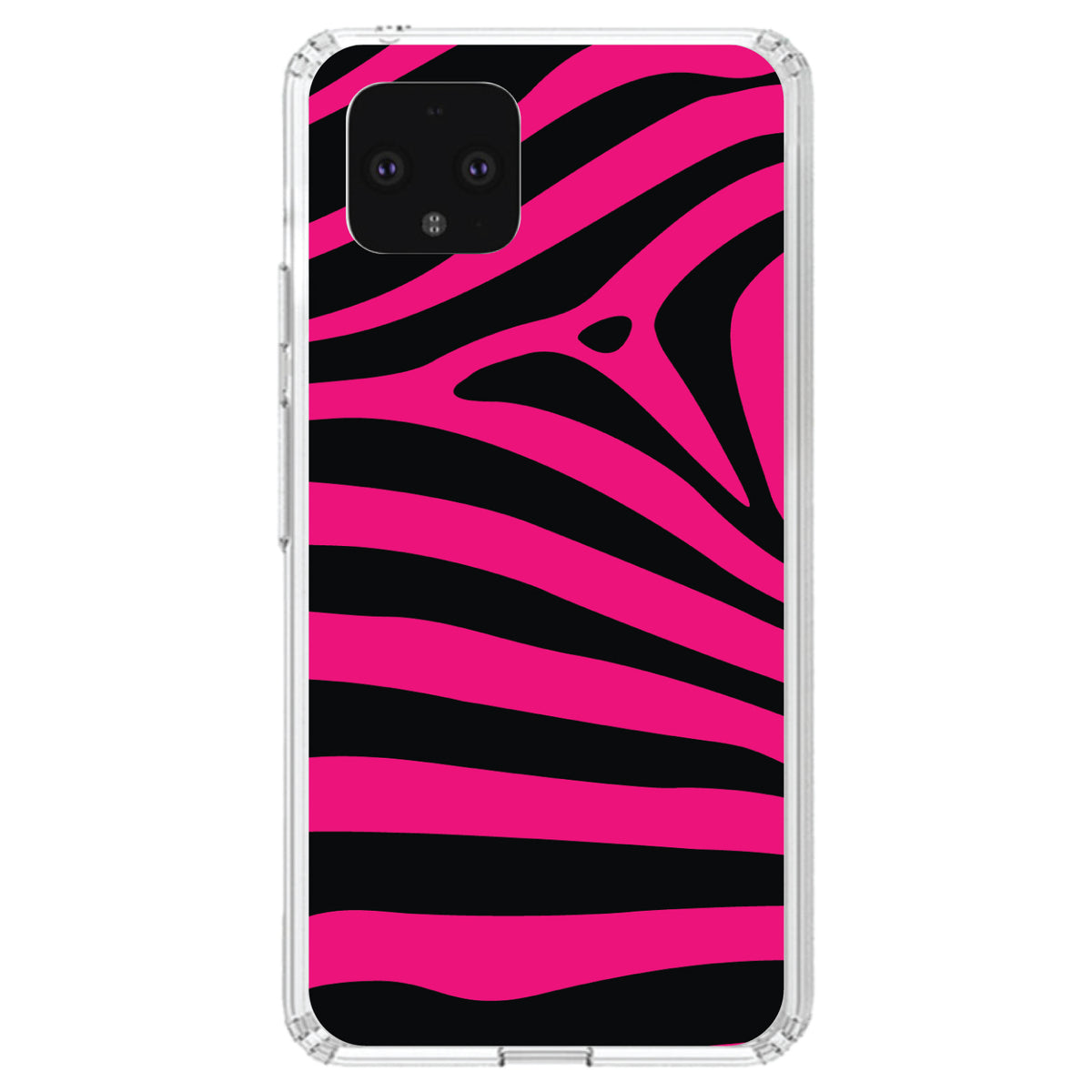 Black Hot Pink Zebra Skin Stripes Clear Shockproof iPhone Case, view 23