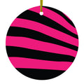 Black Hot Pink Zebra Skin Stripes Ceramic Ornament