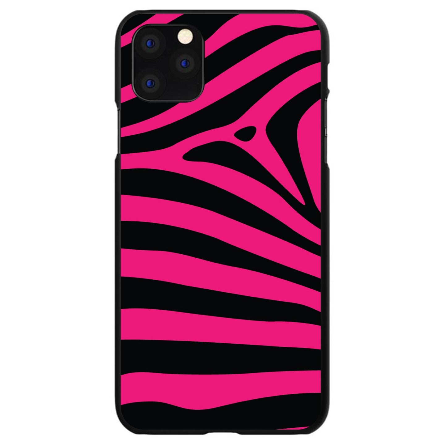 DistinctInk® Hard Plastic Snap-On Case for Apple iPhone or Samsung Galaxy - Black Hot Pink Zebra Skin Stripes