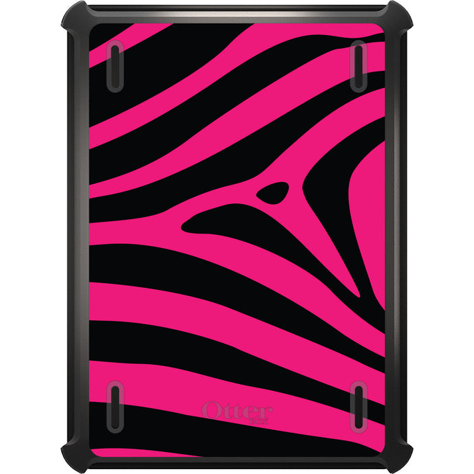 DistinctInk™ OtterBox Defender Series Case for Apple iPad / iPad Pro / iPad Air / iPad Mini - Black Hot Pink Zebra Skin Stripes