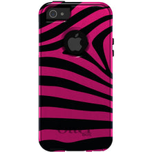 DistinctInk™ OtterBox Commuter Series Case for Apple iPhone or Samsung Galaxy - Black Hot Pink Zebra Skin Stripes