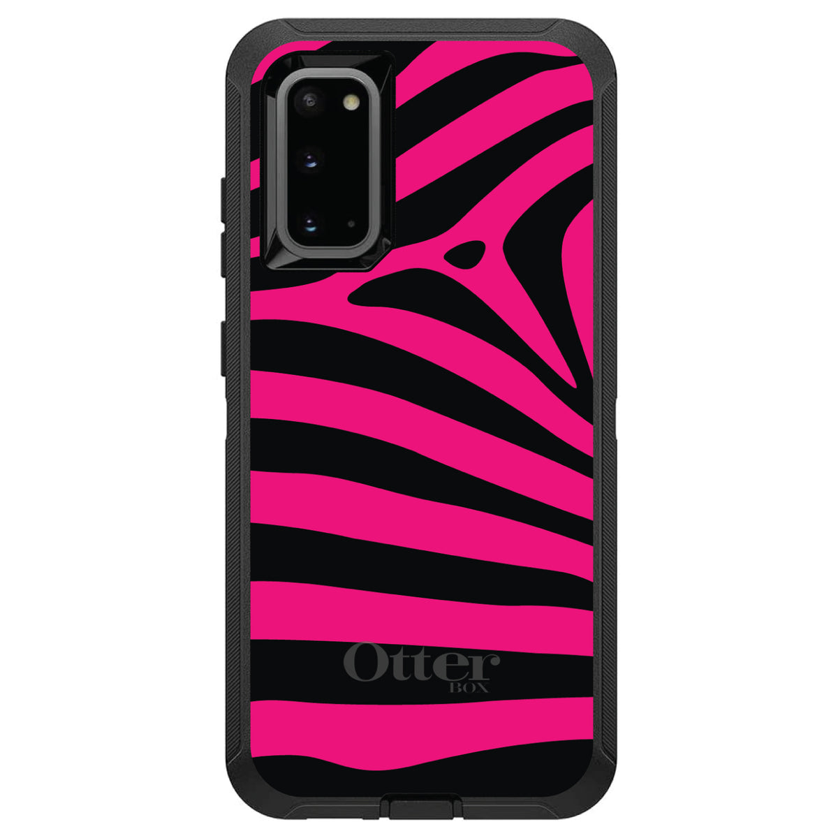 Black Hot Pink Zebra Skin Stripes OtterBox Defender Case for iPhone & Galaxy, view 5