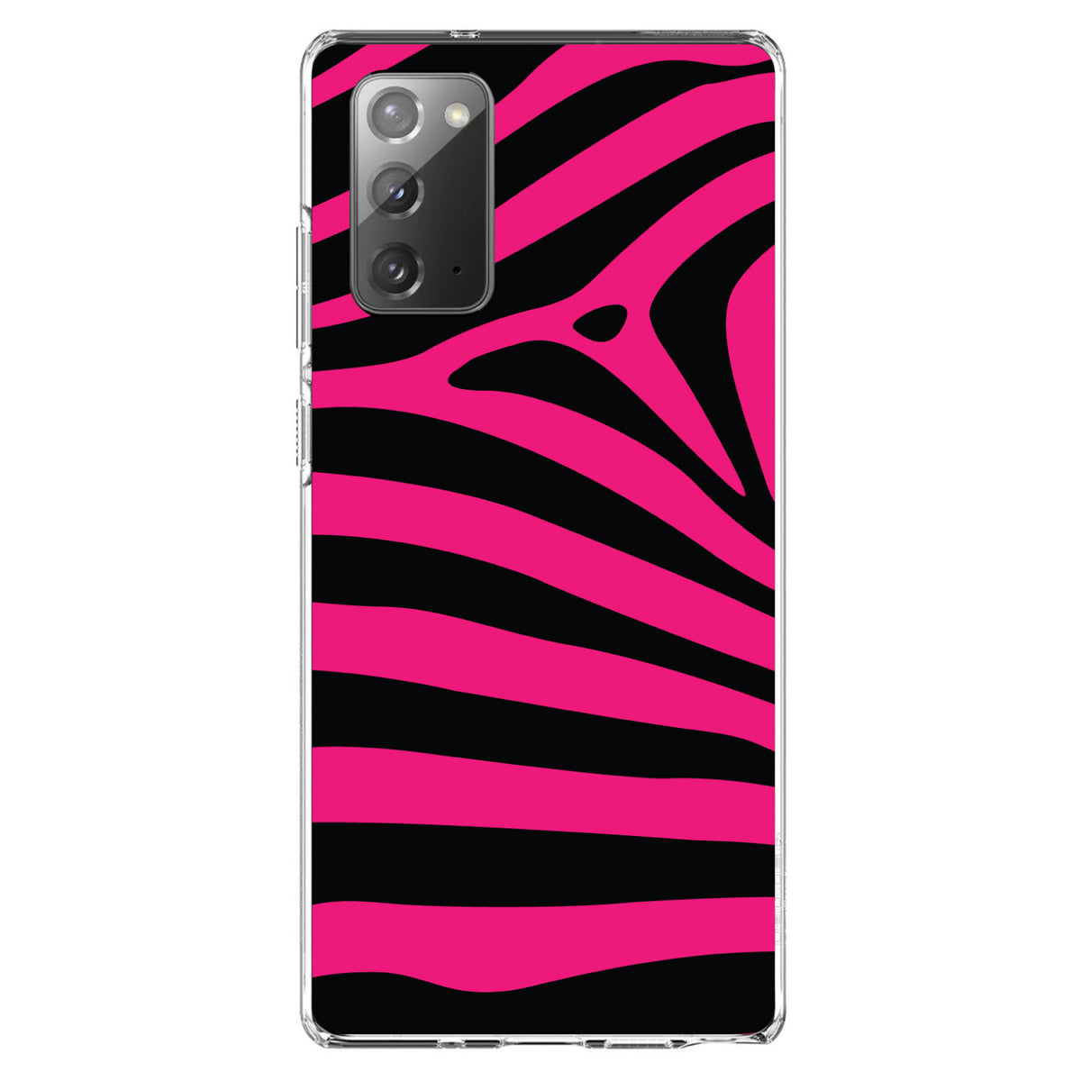 Black Hot Pink Zebra Skin Stripes Clear Shockproof iPhone Case, view 8