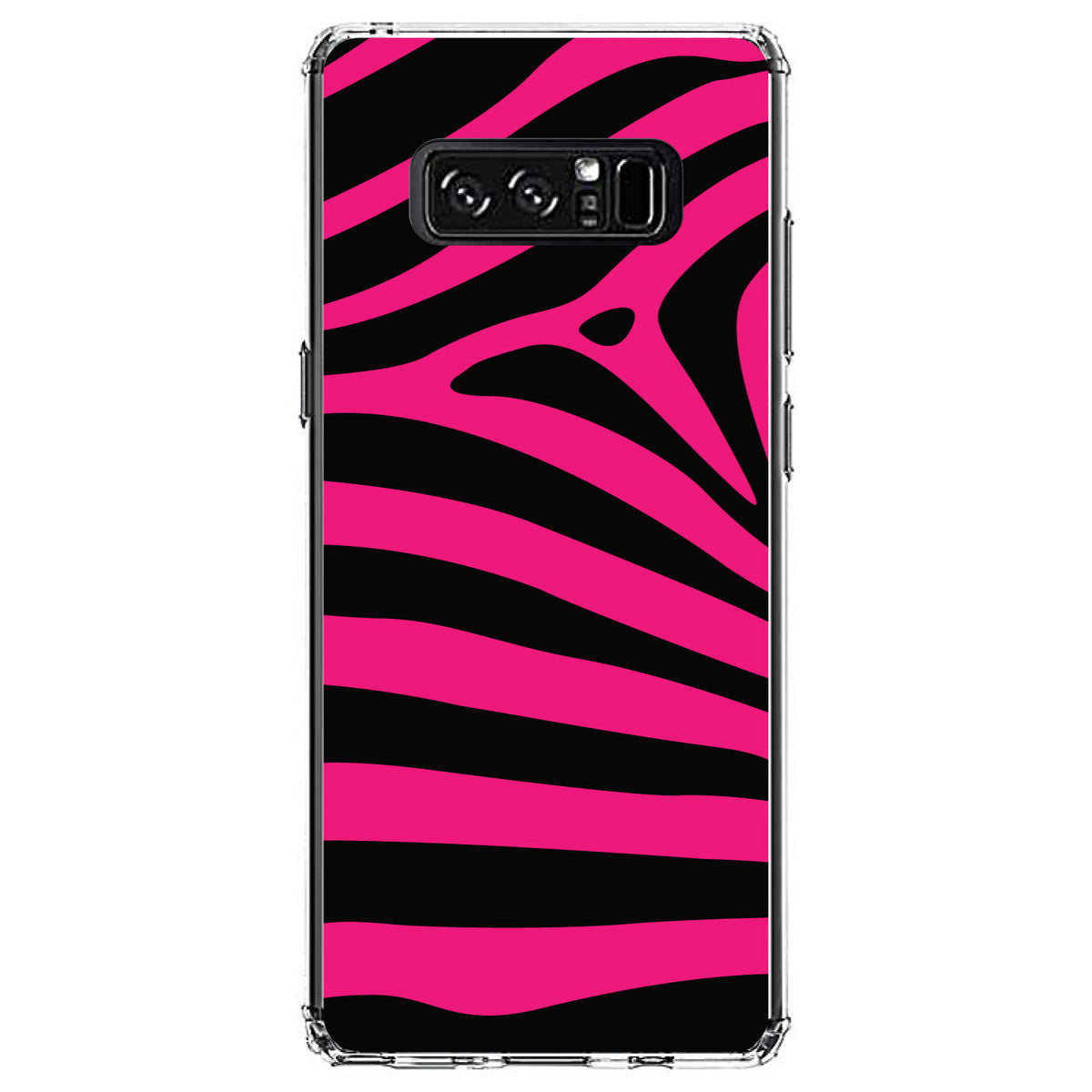 Black Hot Pink Zebra Skin Stripes Clear Shockproof iPhone Case, view 12