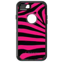 DistinctInk™ OtterBox Defender Series Case for Apple iPhone / Samsung Galaxy / Google Pixel - Black Hot Pink Zebra Skin Stripes