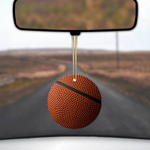 DistinctInk® Hanging Ceramic Christmas Tree Ornament with Gold String - Great Gift / Present - 2 3/4 inch Diameter - Basketball Photo