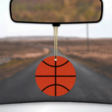 DistinctInk® Hanging Ceramic Christmas Tree Ornament with Gold String - Great Gift / Present - 2 3/4 inch Diameter - Basketball Drawing