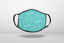 Teal White Floral - 3-Ply Reusable Soft Face Mask Covering, Unisex, Cotton Inner Layer