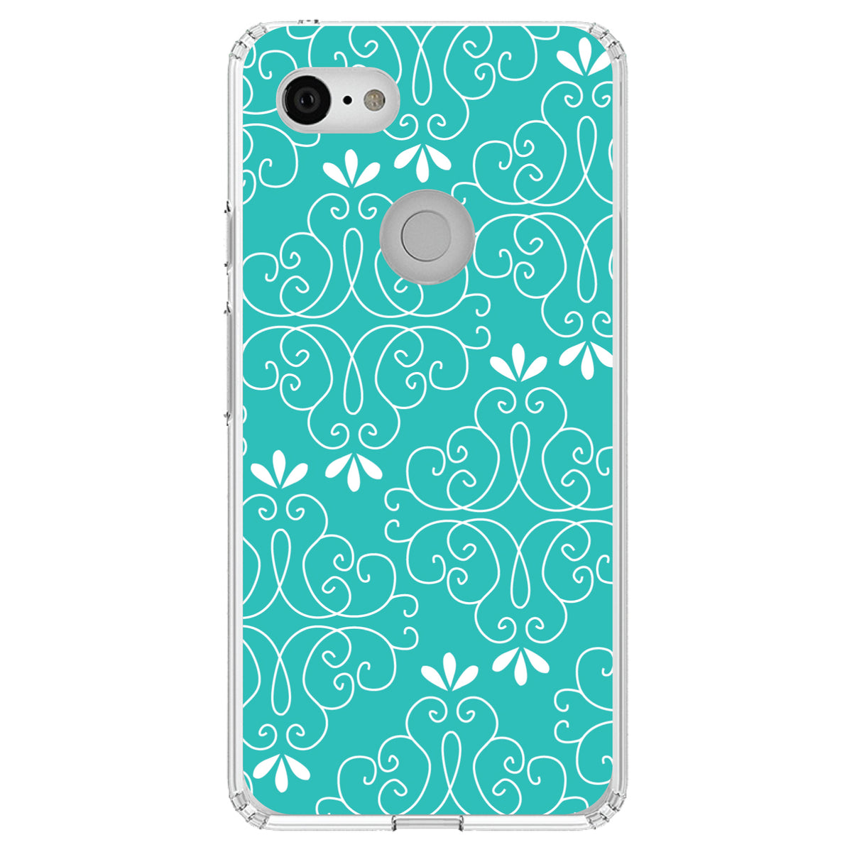 Teal White Floral Clear Shockproof iPhone Case, view 22