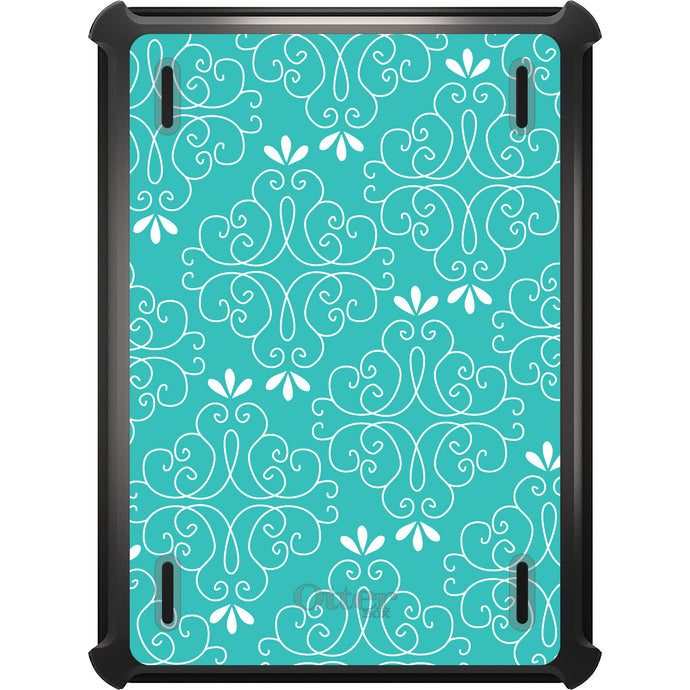 DistinctInk™ OtterBox Defender Series Case for Apple iPad / iPad Pro / iPad Air / iPad Mini - Teal White Floral