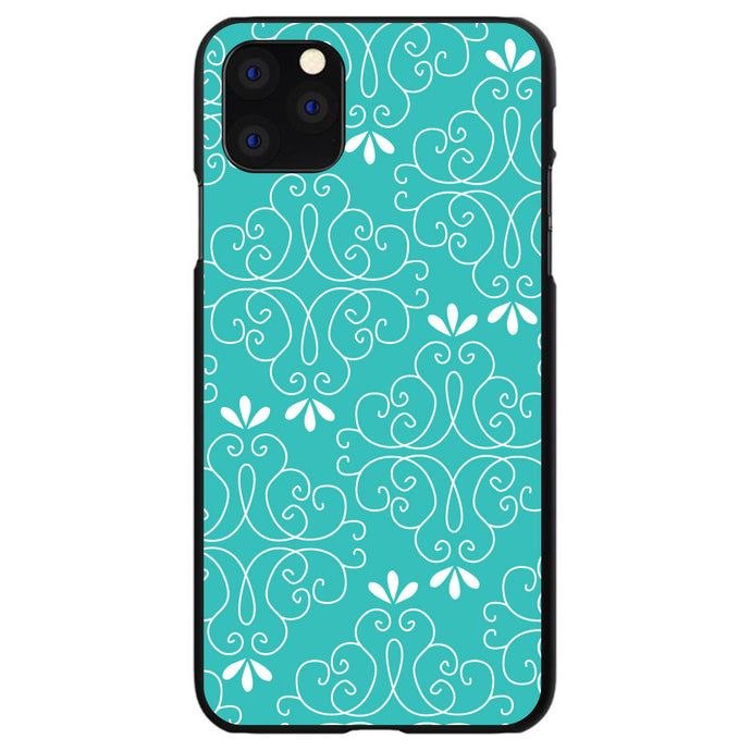 DistinctInk® Hard Plastic Snap-On Case for Apple iPhone or Samsung Galaxy - Teal White Floral