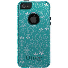 DistinctInk™ OtterBox Commuter Series Case for Apple iPhone or Samsung Galaxy - Teal White Floral