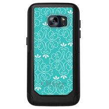 DistinctInk™ OtterBox Commuter Series Case for Apple iPhone or Samsung Galaxy - Teal White Floral